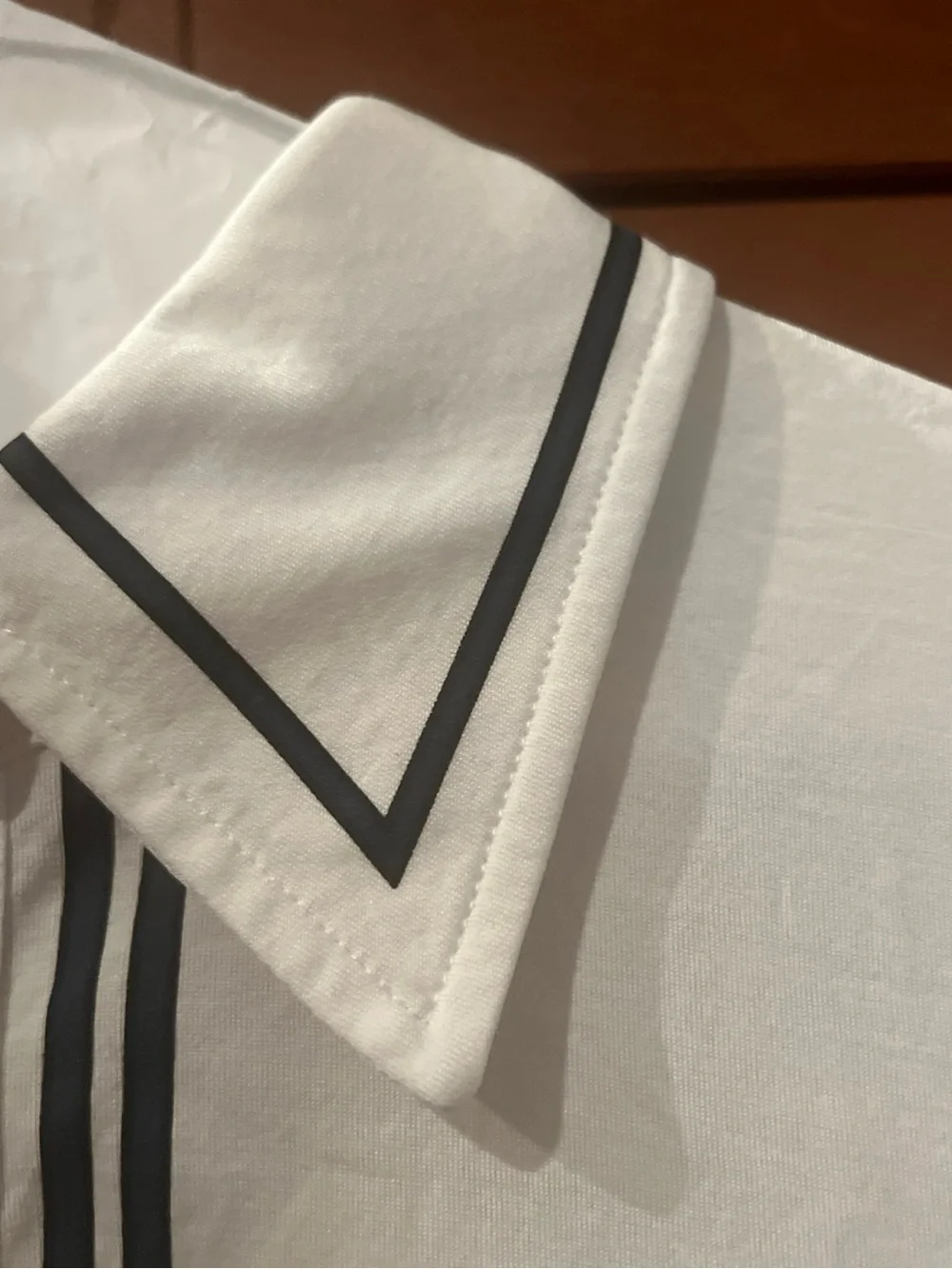 Tory Burch RETRO MERCERIZED COTTON POLO Size Small White Blue Preowned Mint!